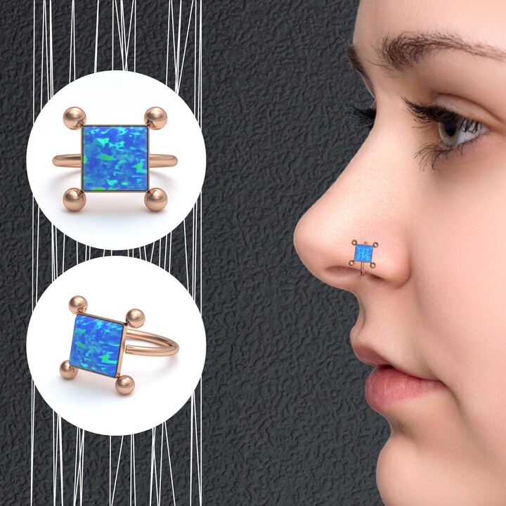 Surgical Steel Nose Ring Hoop, Opal Piercing Jewelry, Hoop Earrings