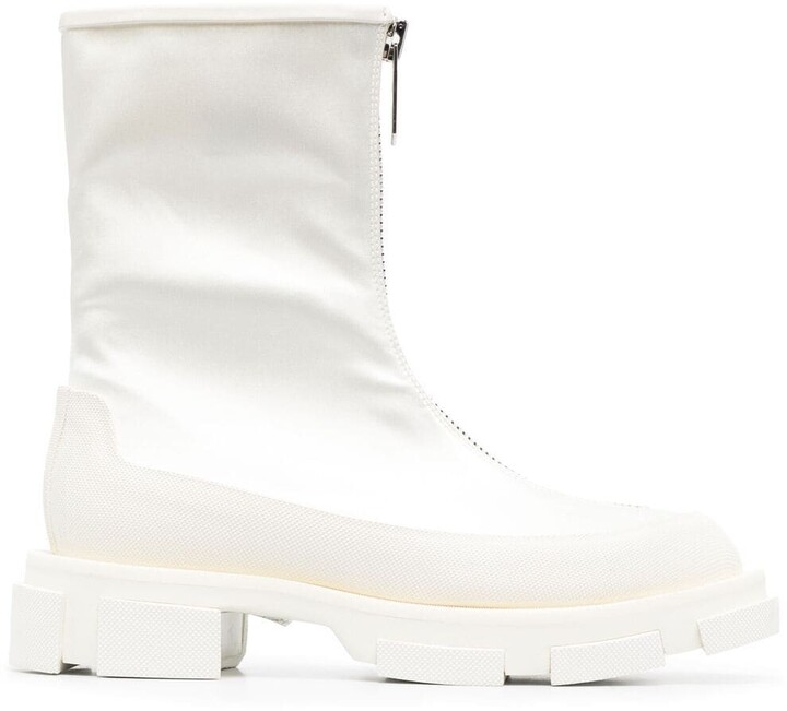 white boots with zipper