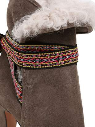 Etro 95mm Suede & Shearling Ankle Boots