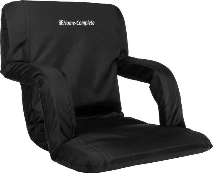 Home-Complete Reclining Bleacher Seat Cushion with Armrests (Black)