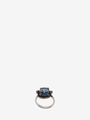 Alexander McQueen Blue Swarovski Crystal Ring