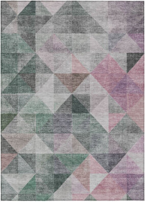 Orren Ellis 9' X 12' Green Geometric Washable Indoor Outdoor Area Rug