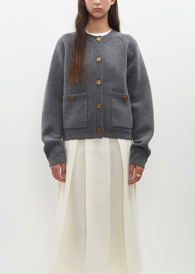 Totême Wool Cashmere Hammered Button Cardigan
