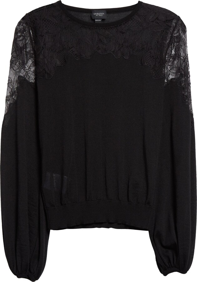 Giambattista Valli Lace Detail Bishop Sleeve Cashmere & Silk Sweater -  ShopStyle