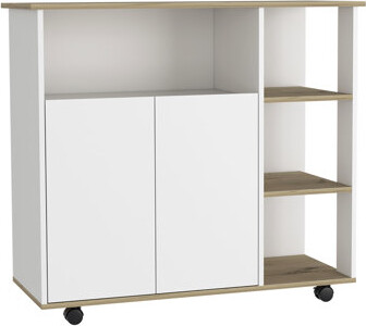 Ebern Designs Versatile Kitchen Island with Cabinet and Open Shelves for Efficient Cooking Space