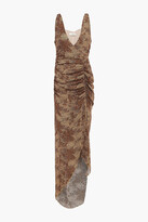 Thumbnail for your product : Nicholas Asymmetric Ruched Leopard-print Silk-crepe Dress