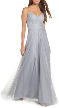 Paige Hayley Occasions Embellished Bodice Net Halter Gown