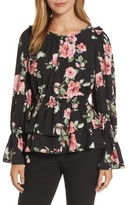 Thumbnail for your product : Halogen Women's Floral Ruffle Blouse