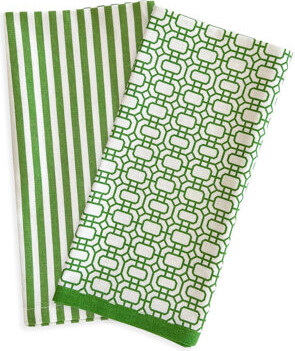 Caskata Newport Garden Gate And Pinstripe Kitchen Towels, Mixed