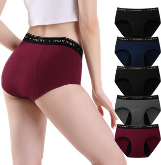 INNERSY Period Pants Black High Waist Menstrual Underwear Medium Light Flow  Womens Full Briefs 5 Pack (18 - ShopStyle Knickers