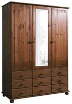 Thumbnail for your product : Camberley Solid Pine 3-door, 9-drawer Mirrored Wardrobe