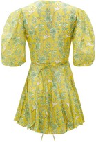 Thumbnail for your product : Rhode Resort Rosie Puff-sleeve Floral-print Cotton Mini Dress - Yellow Print