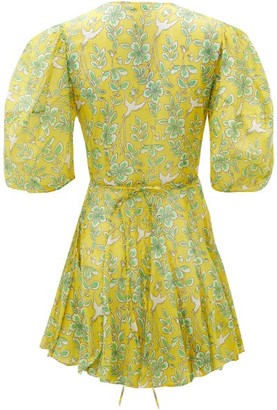 Rhode Resort Rosie Puff-sleeve Floral-print Cotton Mini Dress - Yellow Print