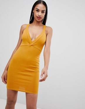 Missguided plunge front bodycon dress