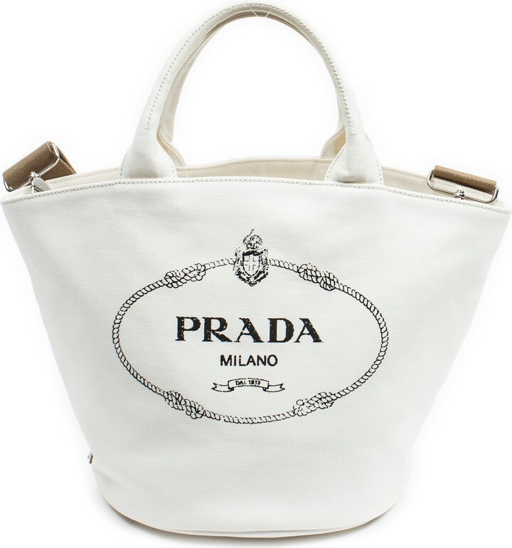 Shop Prada Small Nappa Leather Tote Bag With Topstitching