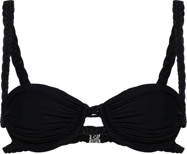 Isa Boulder Black Braid-Detail Bikini Top