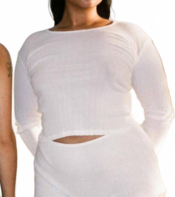 Gil Rodriguez Women's Pointelle Perla Long Sleeve Top In White