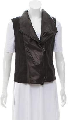 Vince Linen-Blend Leather-Accented Vest
