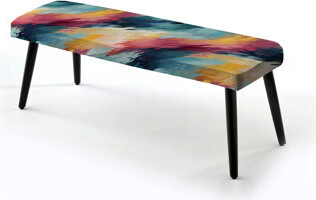 Design Art Contemporary Artistry Chevron Pattern - Abstract Upholstered Black Bench