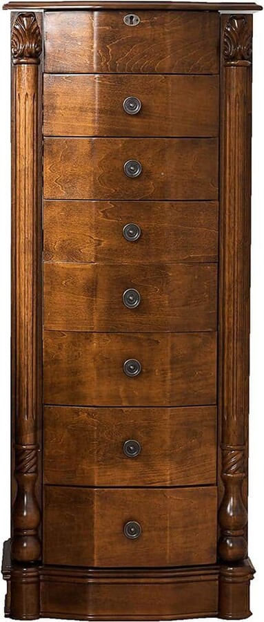 HIVES HONEY Antoinette Walnut Jewelry Armoire with 7-Drawers 37.75 in. H x 16 in. W x 10.75 in. D