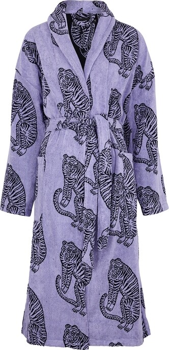 Womens Clothing Nightwear and sleepwear Robes robe dresses and bathrobes Desmond & Dempsey Net Sustain Belted Printed Quilted Padded Organic Cotton Robe 
