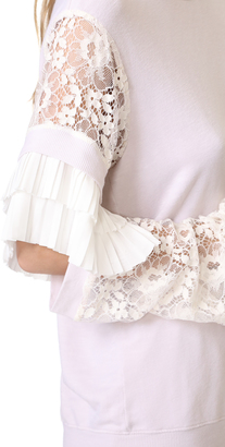 Clu Pleat Trimmed Lace Sleeve Pullover