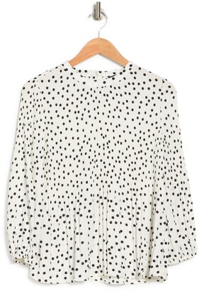 Adrianna Papell Georgette Pleated Polka Dot Blouse - ShopStyle Tops