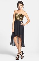 Thumbnail for your product : Hailey Logan Sequin Bodice High/Low Dress (Juniors) (Online Only)