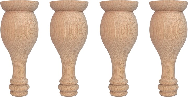 Unfinished Bun Feet For Cabinet, Set Of 4, Turned Sofa Legs, Dresser Ottoman Couch Bed Vanity Legs Wood, Bench