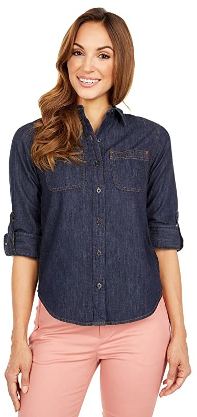 dark wash denim shirt womens
