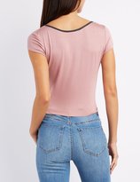 Thumbnail for your product : Charlotte Russe Strappy Knotted Crop Top