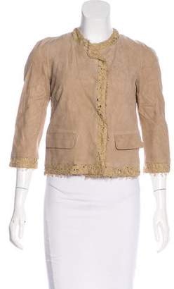 Dolce & Gabbana Suede Lace-Trimmed Jacket