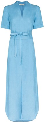 light blue wrap dress maxi
