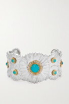 Thumbnail for your product : Buccellati Daisy Blossoms Gold-plated, Agate And Diamond Cuff - Silver
