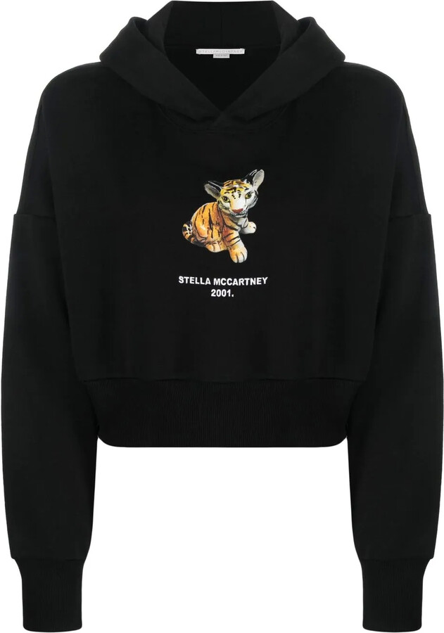 Stella McCartney Tiger-Print Cropped Hoodie