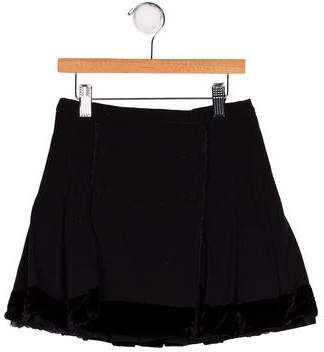Ermanno Scervino Girls' Velvet-trimmed Pleated Skirt