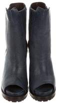 Thumbnail for your product : Brunello Cucinelli Leather Peep-Toe Booties w/ Tags