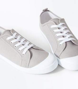 New Look Grey Canvas Lace Up Trainers