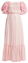 Thumbnail for your product : Gül Hürgel Striped Off-the-shoulder Dress - Womens - Pink Stripe