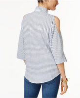 Thumbnail for your product : Style&Co. Style & Co Cotton Striped Cold-Shoulder Shirt, Created for Macy's