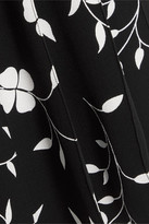 Thumbnail for your product : Oscar de la Renta Pleated Floral-print Wool-blend Crepe Midi Dress - Black