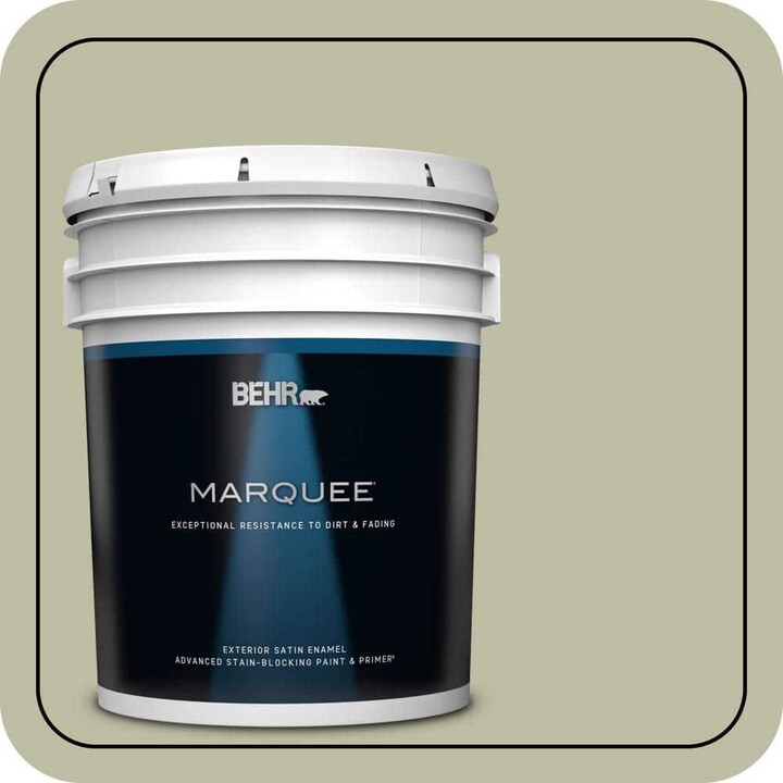 BEHR MARQUEE 5 gal. #ICC-57 Dried Thyme Satin Enamel Exterior Paint & Primer