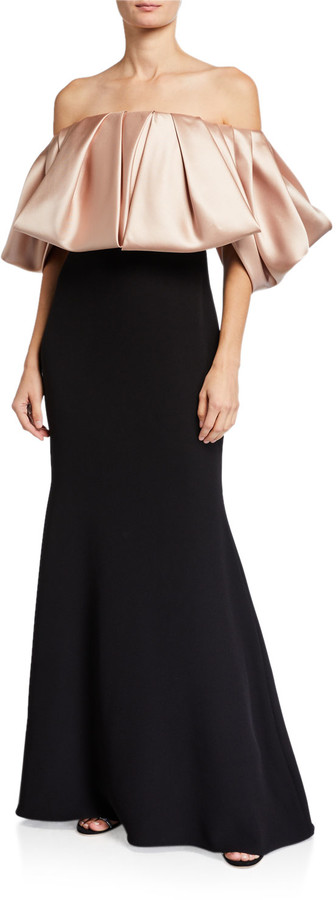 maci off the shoulder taffeta ball gown