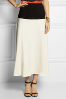 Thumbnail for your product : Cédric Charlier Crepe-paneled washed-satin midi skirt