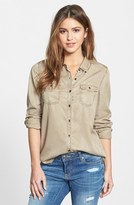 Thumbnail for your product : Halogen Long Sleeve Chambray Shirt (Regular & Petite)