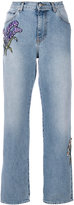 Alexander McQueen - floral embroidered straight-leg jeans