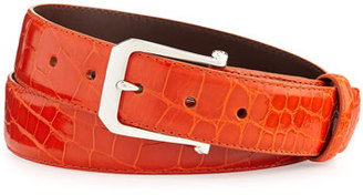 W.KLEINBERG Glazed Alligator Belt with "The Paisley" Buckle, Orange (Made to Order)