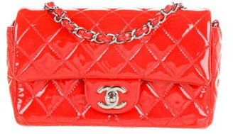 Chanel Classic Patent Rectangular Mini Flap Bag Red