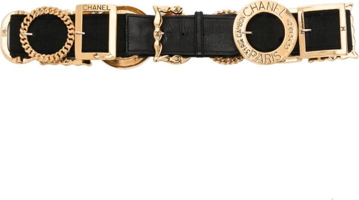 CHANEL Pre-Owned 1996 CC Leather Buckle Belt - Farfetch
