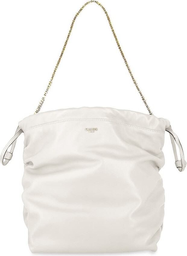 Moschino Drawstring Lettering Chain Shoulder Bag